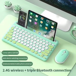 Mini teclado y ratón personalizados Combos Slim Wireless Bluetooth Computer Gaming Teclados Mouse Combo para PC pad