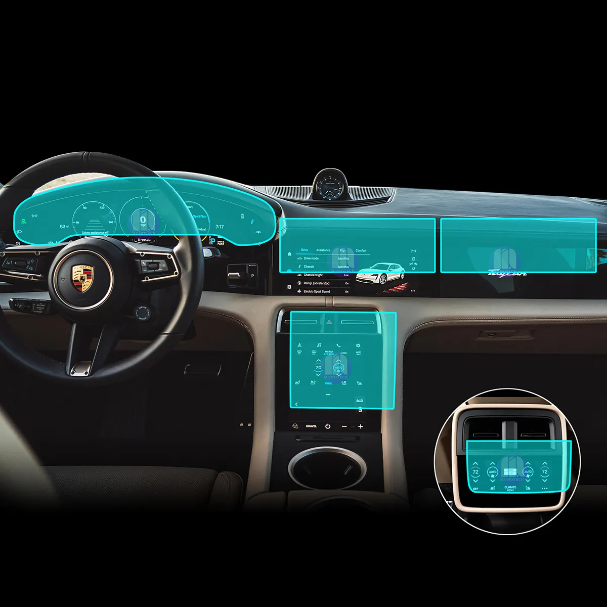 Auto Instrumentenpaneel Navigatie Touchscreen Beschermende Film Voor Porsche Taycan