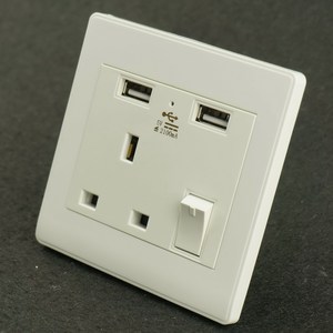 Enchufe USB británico con botón de Control, enchufe único del Reino Unido y doble toma USB, enchufe de pared de 3 pines 2 toma USB con botón de Control - Product Image 3