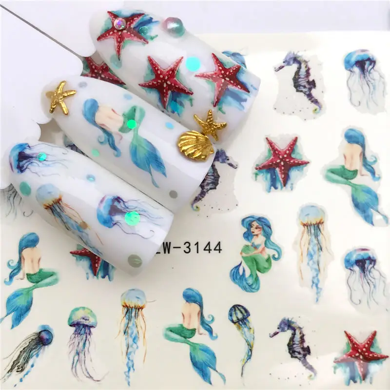 20 disegni Cervo Sirena Lascia Nail Art Involucri Acqua Trasferimento Della Decorazione Nail Stickers