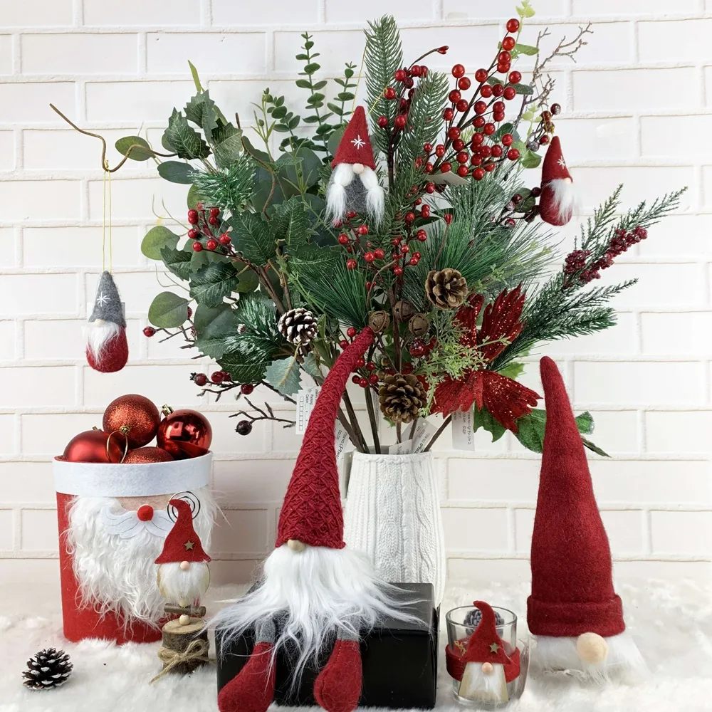 Vendita calda gnomo senza volto coperchio della bottiglia di vino cesto elfo decorazioni natalizie forniture