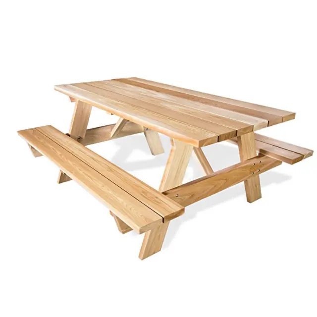 Mesa de Picnic al aire libre de madera sólida, duradera, con silla plegable