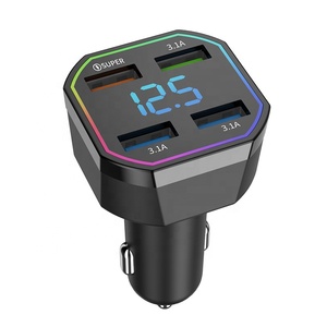 Kare otomatik çakmak 4 1 hızlı USB araç şarjı şarj adaptörü 66W 4 USB 5V 3.1A araba şarjı LED ile dijital ekran - Product Image 1