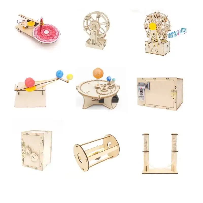 DIY ahşap mekanik kilit şifre kutusu çocuk el yapımı yapı modeli oyuncaklar çocuklar için kök eğlenceli bilim deney kiti hediye