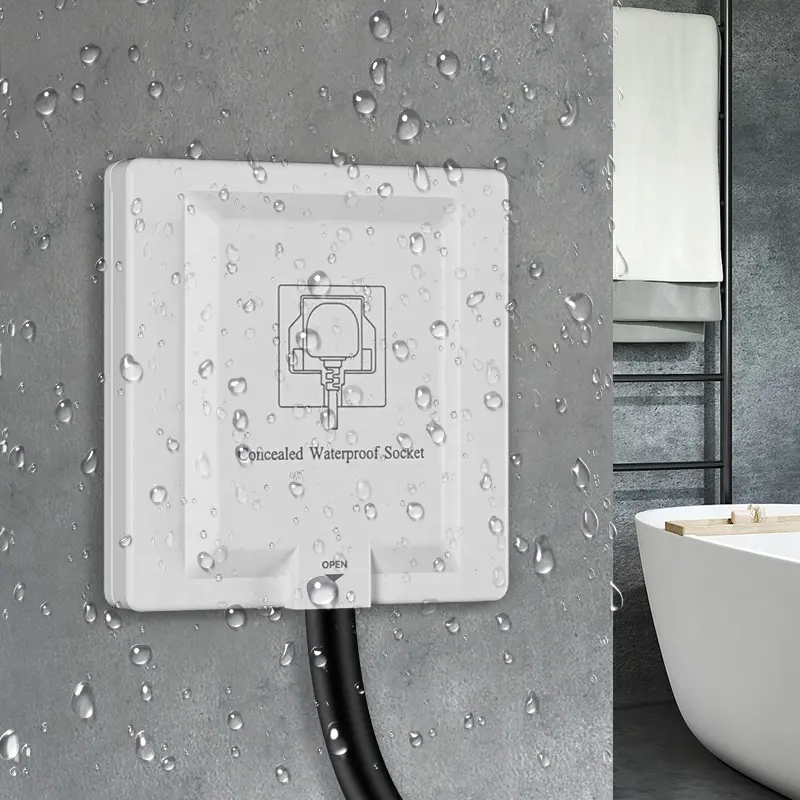 Enchufe eléctrico de pared para baño, impermeable, oculto, estándar UK, nuevo diseño, 2022