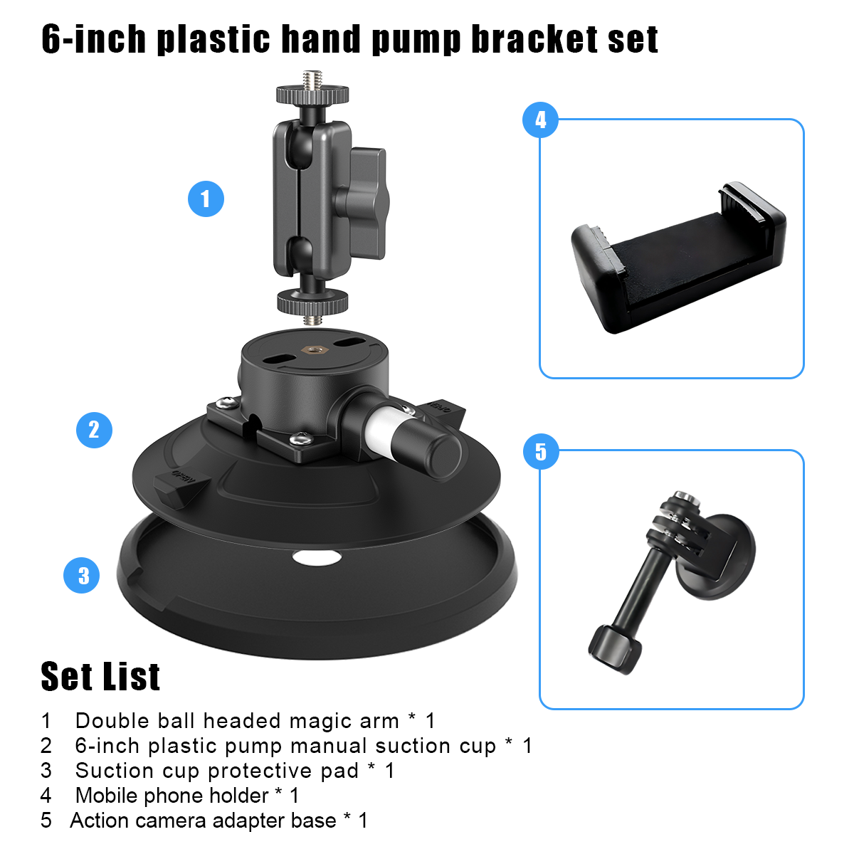 6inch suction cup + plastic handle + stand set