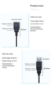OEM Male to Female 3a <strong>USB</strong> 2.0 Extension Connector Pair Tail Open Connection <strong>Serial</strong> Cable Pigtail 4 Core 2 Wire <strong>Usb</strong> Data Cable - Product Image 2