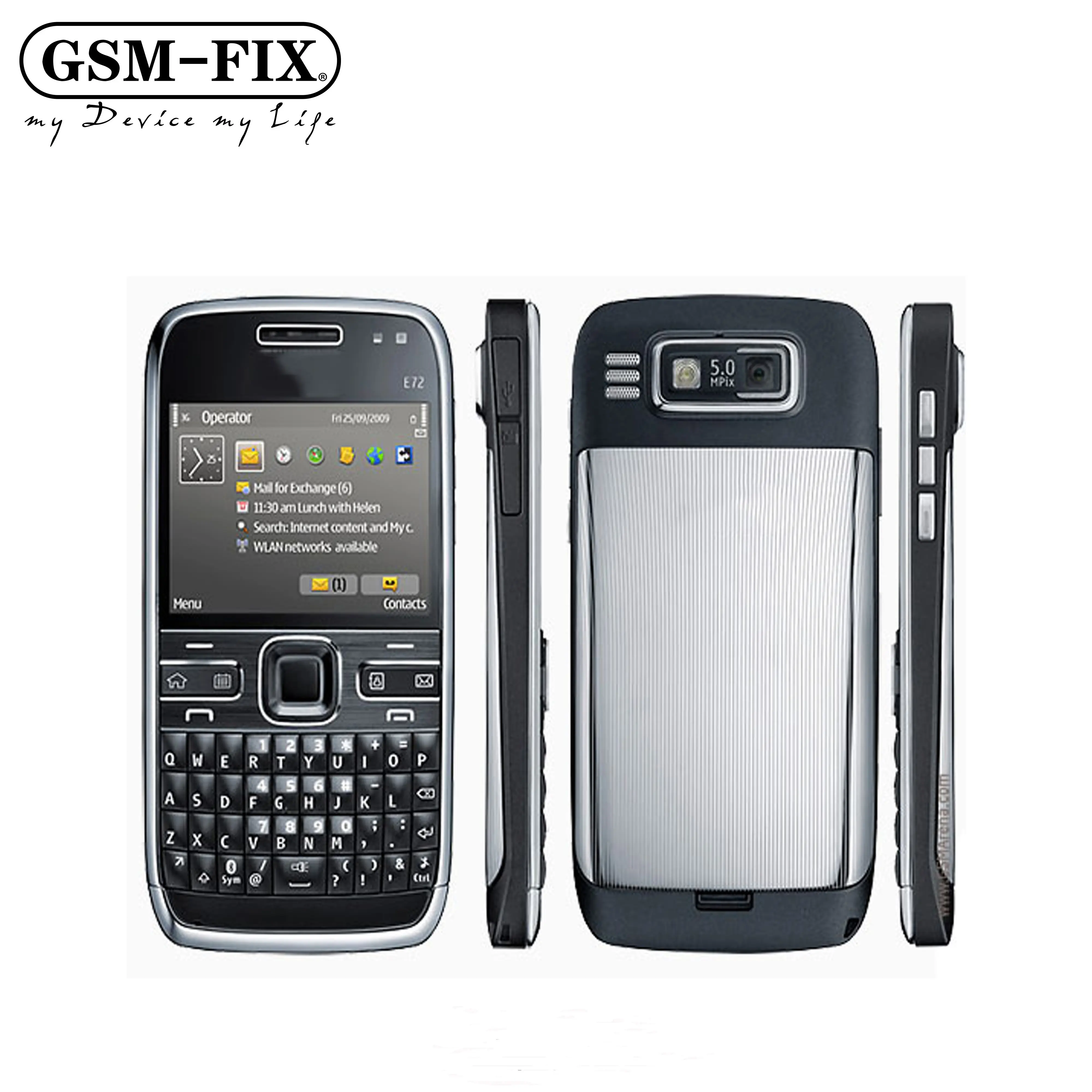 GSM-FIX đối với Nokia E72 3 gam điện thoại di động 2.36 "Wifi 5MP Symbian OS mở khóa điện thoại di động qwerty bàn phím