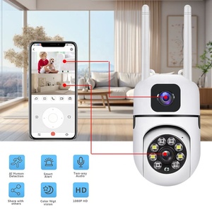 Tuya V380 ICsee App Anpassbares Doppel objektiv 360-Grad-Zwei-Wege-Audio-WLAN-PTZ-Kamera Nachtsicht-Speicher karte Daten speicherung