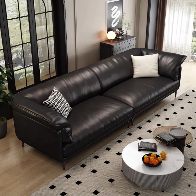 Divano italiano minimalista in vera pelle divano soggiorno divano moderno comodo abbraccio divano luce divano di lusso set