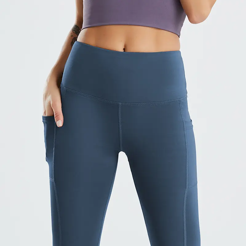 Pantalones de Yoga personalizados para mujer, medias deportivas de cintura alta con bolsillos para gimnasio, talla americana, venta al por mayor