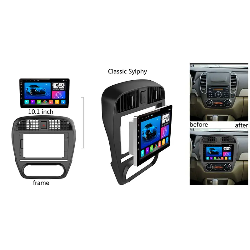 Grosir Pemutar Dvd Mobil 10.1 Inci BT WiFi Android GPS Navigasi Radio Mobil untuk Nissan Classic Sylphy