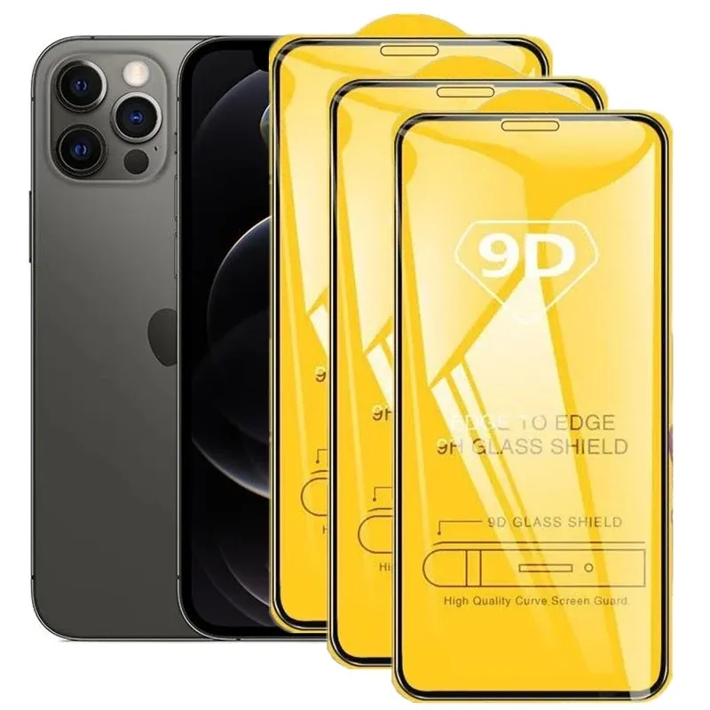 9D Full Cover in vetro temperato per iphone 15 14 13 12 11 Pro Max pellicola protettiva per schermo in vetro per iPhone X XS MAX XR 6 7 8 plus SE