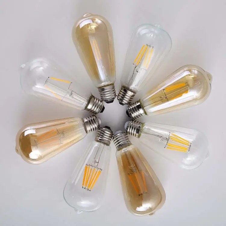 Пользовательские ST64 светодиодные лампочки E26 E27 120 В 220 В прозрачное стекло Светодиодная лампа накаливания Edison с CE RoHS