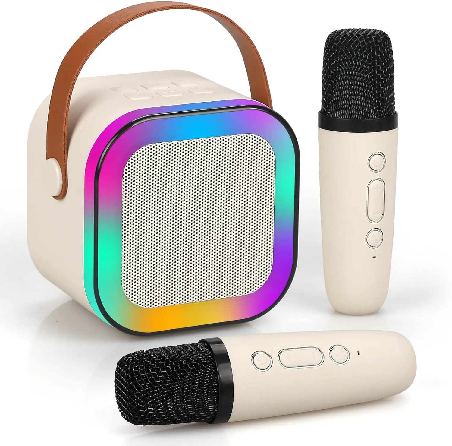 Mini portátil Bluetooth música Karaoke audio caja de sonido altavoz micrófono inalámbrico Sistema de reproductor de luz LED para dropshipping