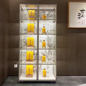 银色铝框玻璃雪茄葡萄酒展示柜客厅家具发光二极管灯酒类展示柜带锁
