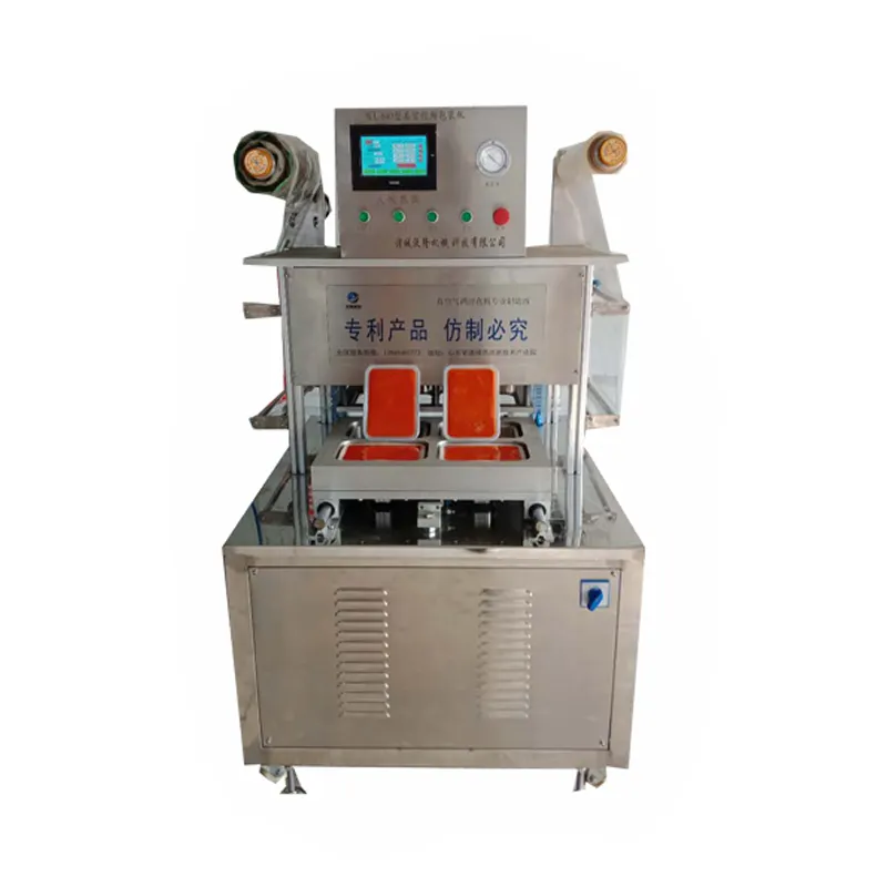 Máquina automática de selagem de bandejas para alimentos/seladora de bandejas de mapas com enchimento de gás nitrogênio