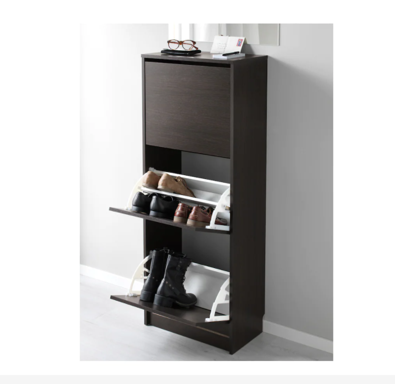 Factory Made Simple Design Shoe Cabinet with 3 Flip-down Compartments