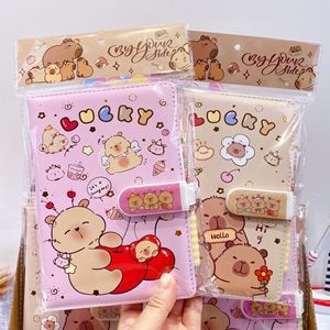 12 Uds Capybara código de dibujos animados diario libro con bloqueo PU Bloc de notas con bolígrafo Agenda planificador hecho a mano cuenta libro Journa - Product Image 2
