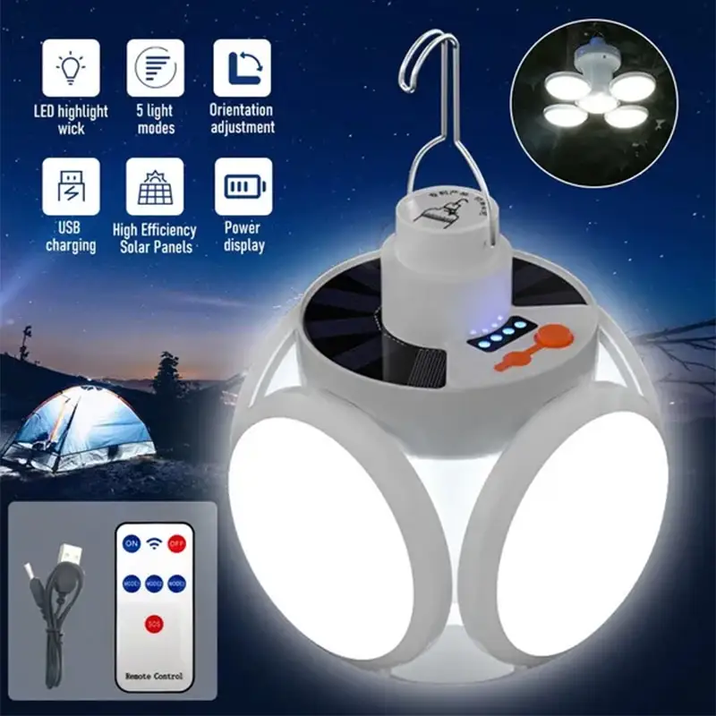 Werklamp Hang Tent Lampen Draagbare Voetbal Solar Bulb Multifunctionele Opvouwbare Usb Solar Led Licht Oplaadbare Camping Lantaarns