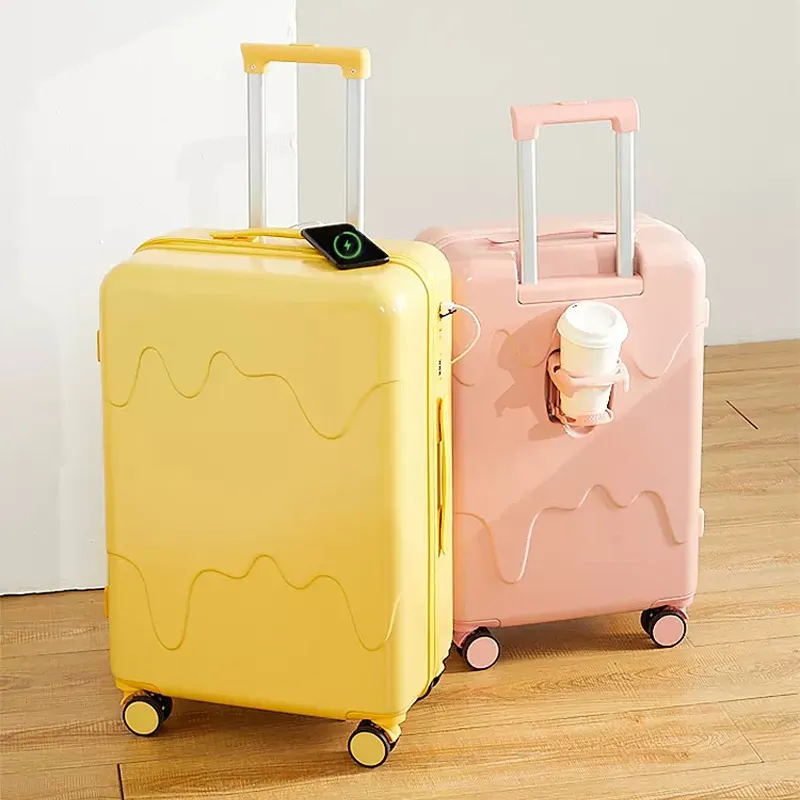 Paipurple mor arabası seyahat sert taşıma valiz torba Abs Pc bagaj haddeleme bavul bagaj Maletas De Viaje ile tekerlek