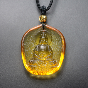 Exquisite Natural Crystal <strong>Jade</strong> Lotus Seated Goddess of Mercy Pendant Children's Religious Blessing Necklace Direct from China - Product Image 1