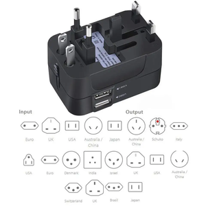 อะแดปเตอร์อเนกประสงค์สำหรับเดินทางแบบ USB ทั้งหมดในหนึ่งเดียวพร้อมพอร์ต USB 2พอร์ตที่ชาร์จไฟกระแสสลับทั่วโลก - Product Image 4