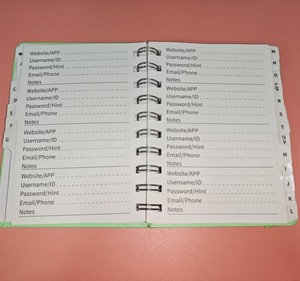 Pequeño cuaderno con fichas de índice, libreta de direcciones, proceso de prensa grabado personalizado, papel FSC, tinta ecológica