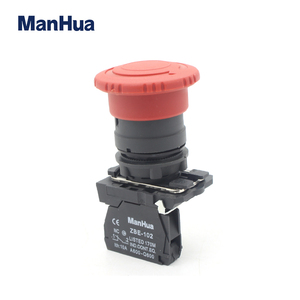 Manhua XB5-AS542 Druckknopf Roter runder Pilzkopf Wasserdichter Not-Aus-Druckknopf schalter 1NC Schutzsc halter - Product Image 2