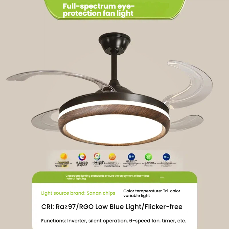 Full Spectrum-Walnut Color-Arc Fan Light