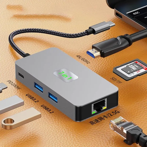 RJ45 Usb tip c Hub yerleştirme ve Usb Hub tipi c Ethernet Qgbps 7-in-1 adaptörü dizüstü anahtarı için Internet - Product Image 6