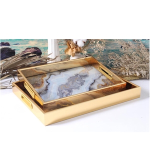 金色塑料玻璃图案装饰托盘 - Product Image 5