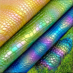 Đầy Màu Sắc Da Cá Sấu Nổi PVC Da Tổng Hợp Vải Cho Giày Thủ Công Tự Làm Phụ Kiện Làm Bronzing Vinyl Cho Ghế - Product Image 4