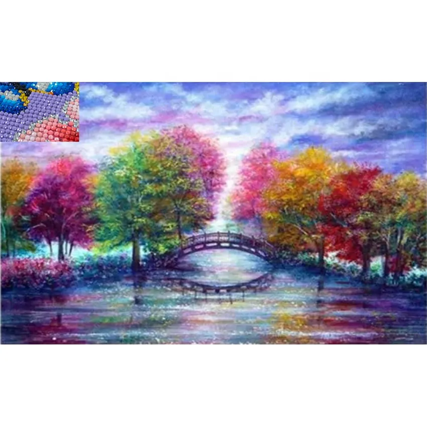 Arbres d'automne perceuse carrée bricolage diamant art peinture kits pour adulte pierres précieuses art perceuse complète