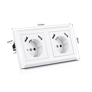 เต้ารับติดผนังมาตรฐาน EU พร้อมพอร์ต USB-A + ชนิด-C 5V/3.4A ปลั๊กไฟมาตรฐาน RoHS - Product Image 3