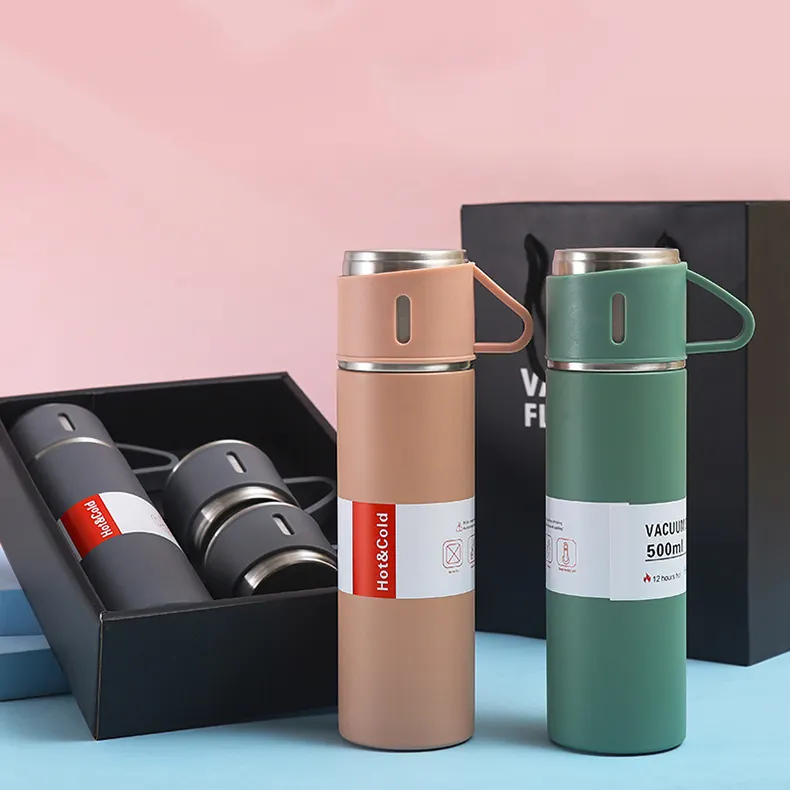 Thermos tazze bottiglia d'acqua tazza tazza da caffè Set regalo boccetta sottovuoto vendita calda doppia parete portatile in acciaio inossidabile 304 classico