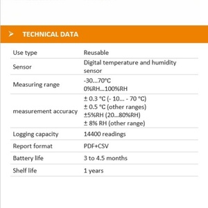 Registrador de temperatura y humedad de cadena de frío con registrador de datos USB para envío de material plástico compatible con OEM y ODM