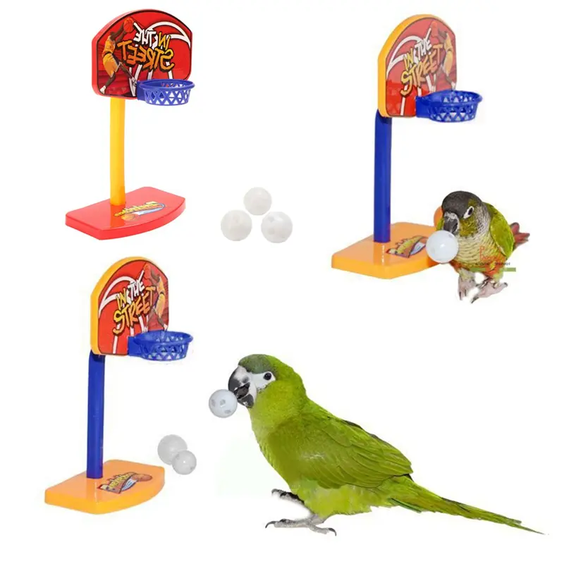 2020 Custom Vogel Speelgoed Kleurrijke Vliegende Vogel Basketbal Speler Twee Ballen Mand Vogel Speelgoed