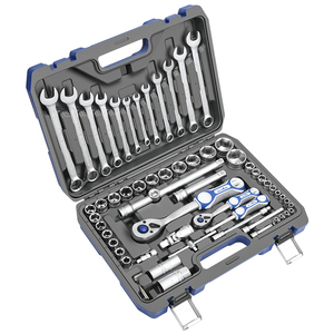 61 Pcs 1/2 3/8 1/4 72T <strong>Tool</strong> <strong>Kit</strong> with Socket Wrench <strong>Tool</strong> Set in Iron Metal Box for Car Repairing Mechanical Hand <strong>Tool</strong> Set - Product Image 2