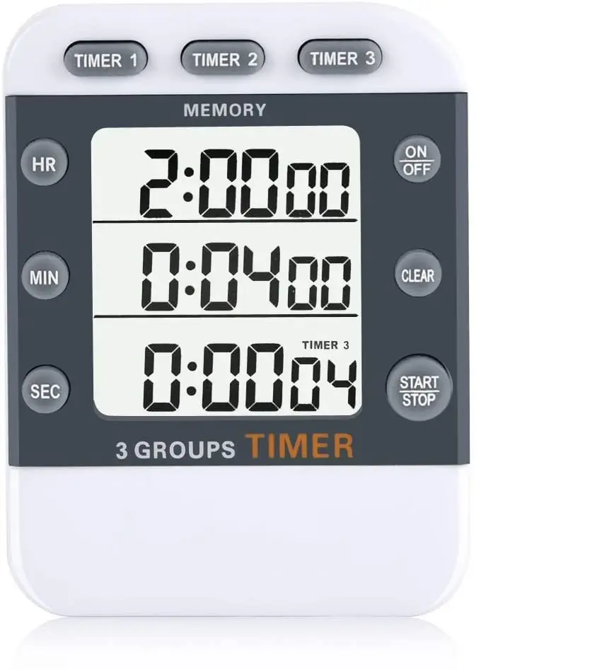 3 phase timer Digital Kitchen Timer with 3 Channels Big Digits Loud Alarm