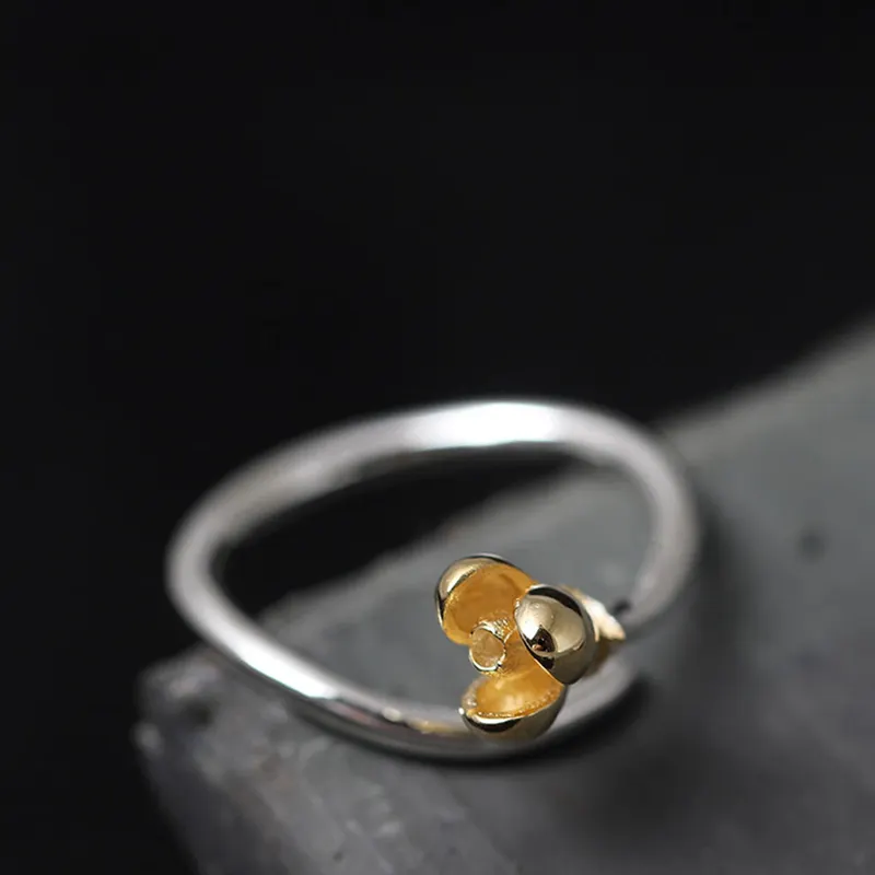 Anillo de Plata de Ley 925 con diseño de magnolia, anillo ajustable con diseño de flor, personalizado, para mujeres