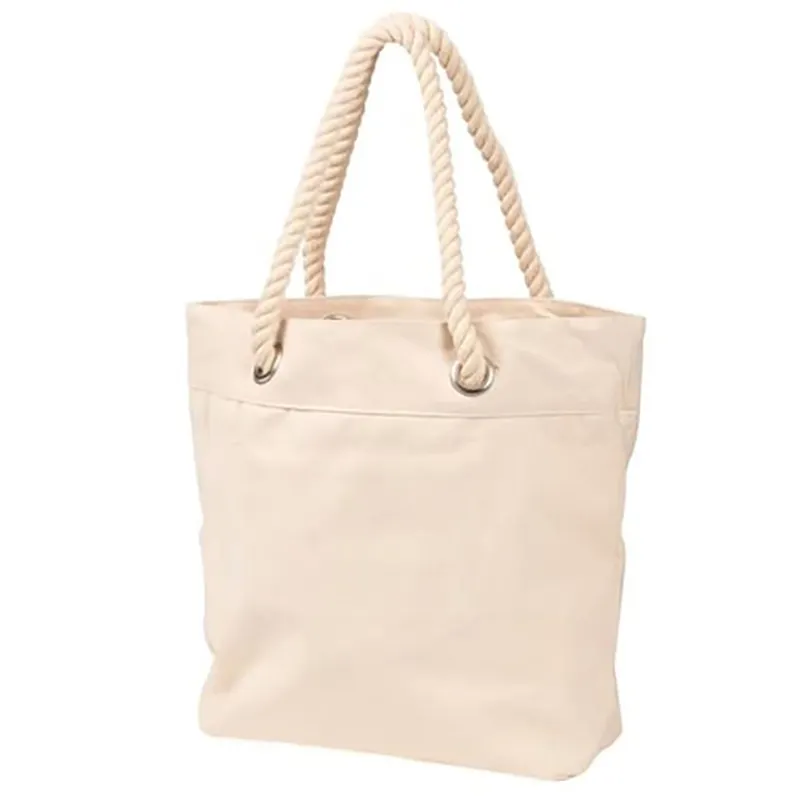 حقيبة للتسوق من القماش حقائب للشاطئ مع مقابض حبل