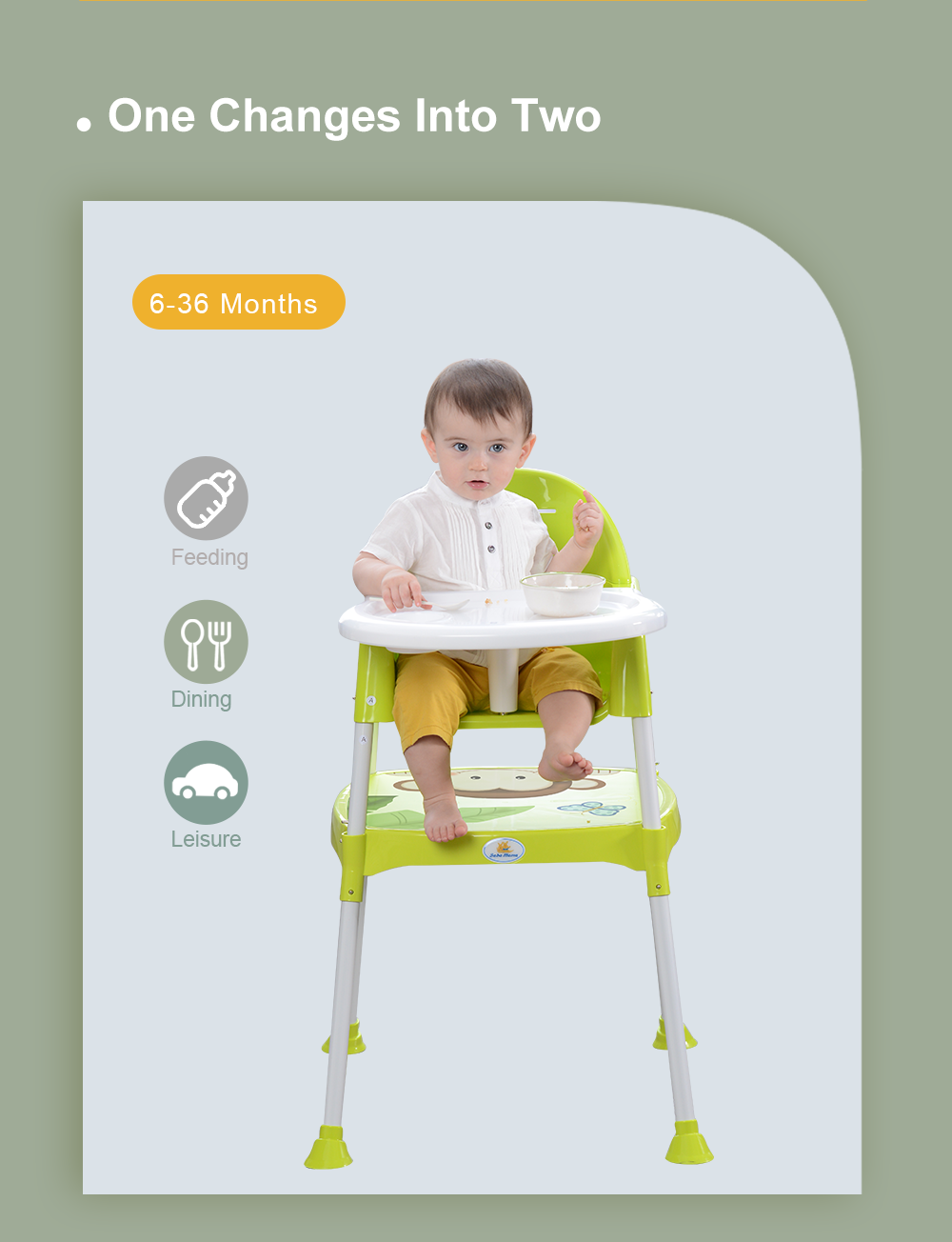 Saftey Plastic Material 2 In 1 Baby High Chair
