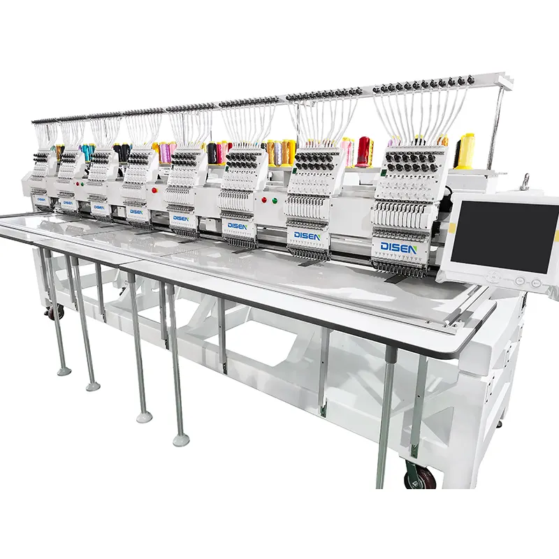 Yeni teknoloji tekstil Jack düz kap kazak bilgisayarlı 12 renkler yüksek hız 9 iğne çok 8 kafa nakış makinesi fiyat