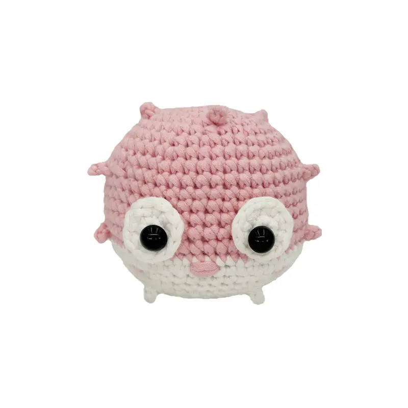 Muñeca de ganchillo a mano DIY algodón sincero Amigurumi material de lana envuelto pez globo inglés