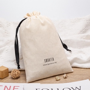 Custom Printed Organic Cotton Cheap Large <strong>Canvas</strong> <strong>Drawstring</strong> <strong>Pouch</strong> Dust Bag With Satin Ribbon - Product Image 2