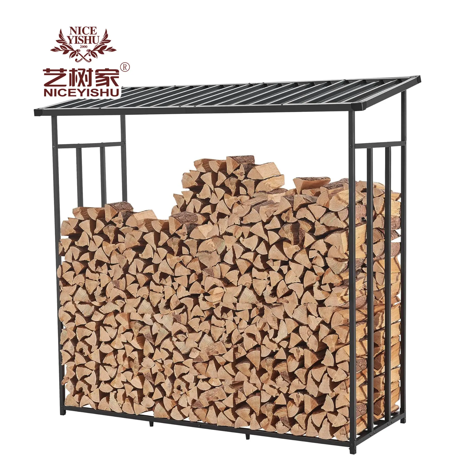 4.4ft outdoor lumber modular round garden decor firewood log rack bracket storage and holders fireplace portable met with tools