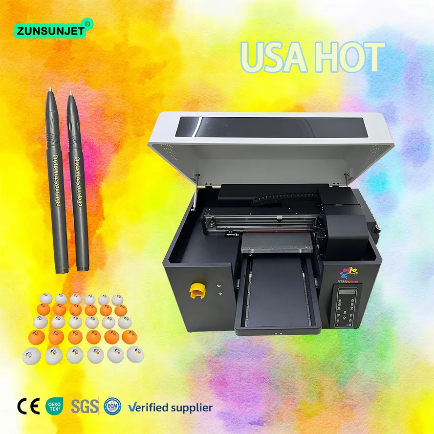 ZUNSUNJET طابعات A3 آلة طباعة الملصقات نافثة للحبر للطباعة فوق البنفسجية للأقلام والملصقات آلة طباعة بطاقات الهوية
