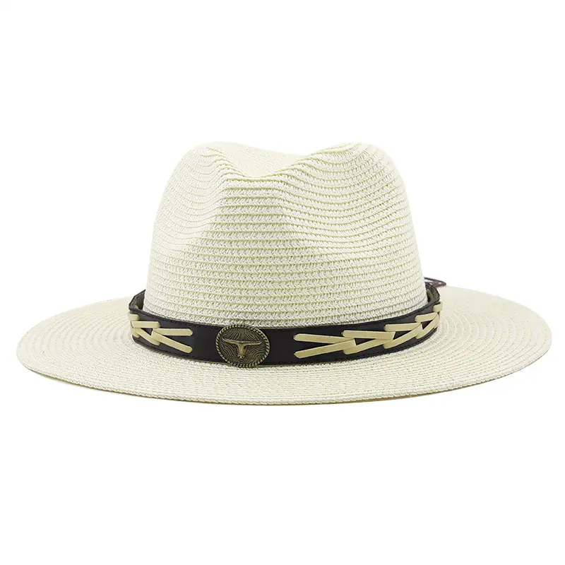 Natürliches Gras Panama-Strähmütze Sommer faltbarer Raffia-Strähmütze Sonnenblende-Mütze atmungsaktiv Panama-Mütze