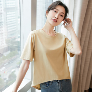 女性用半袖フィギュアお世辞多用途フレッシュリラックスフィットTシャツ (小柄なショートカット)